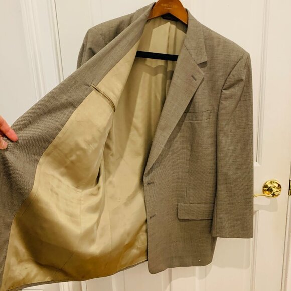 Brooks Brothers Mens Tan Classic Houndstooth Wool 2 Piece Suit 43R Jacket - Picture 7 of 16